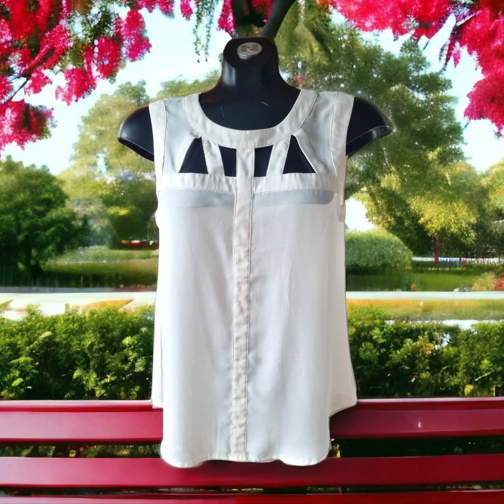 🌟2/$30 Sale!Mix & Match🌟 Forever 21 Semi-Sheer Sleeveless Ivory Top